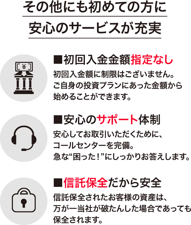 その他にも初めての方に安心のサービスが充実