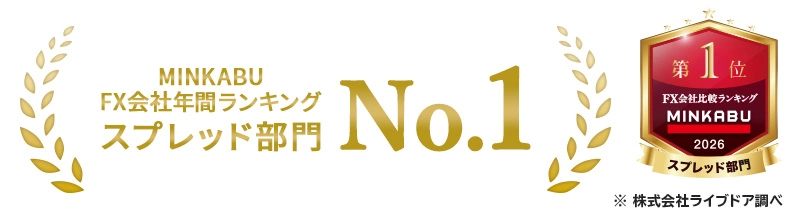 MINKABU FX 会社年間ランキングスプレッド部門No.1